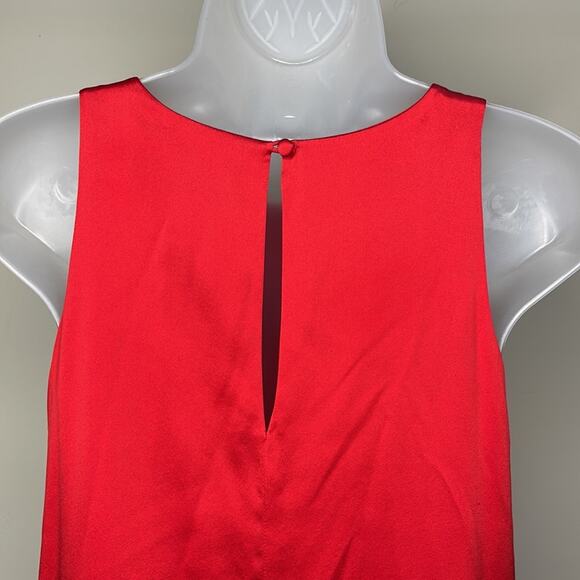 AIDAN MATTOX Red 100% Silk Asymmetrical Sleeveless Women’s Dress - Picture 5 of 13